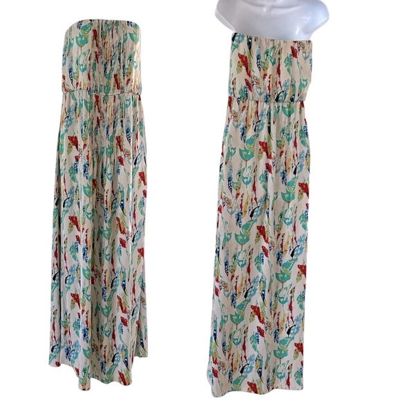 Rachel by Rachel Roy strapless maxi dress with a vibrant feather print Medium - Picture 3 of 8